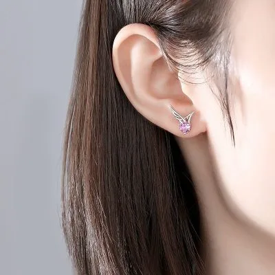 Bông tai bạc nữ đính đá CZ đôi cánh thiên thần LILI_744357_5
