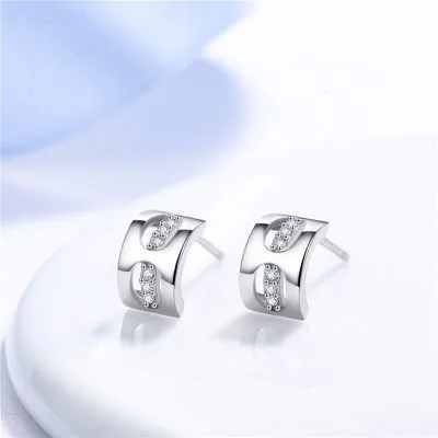 Bông Tai Bạc Nữ đính đá CZ Hình Bán Nguyệt The King LILI 588864 10