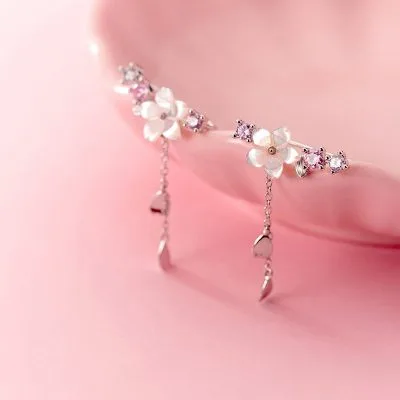 Bông tai bạc nữ đính đá CZ hoa mai cách điệu LILI_775812_3