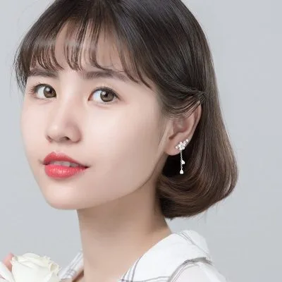 Bông tai bạc nữ đính đá CZ hoa mai cách điệu LILI_775812_4