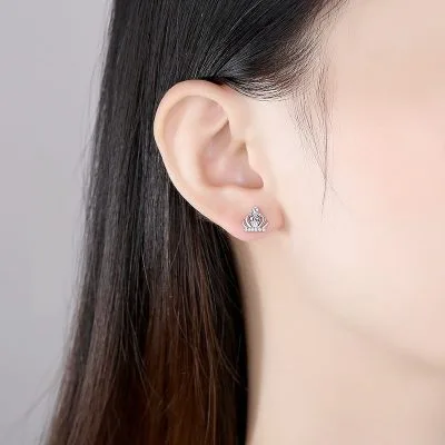 Bông tai bạc nữ đính đá CZ vương miện nữ hoàng LILI_124769_4
