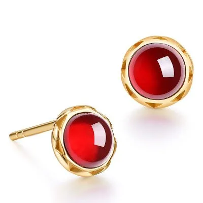 Bông Tai Bạc Nữ đính đá Garnet LILI 999694 1