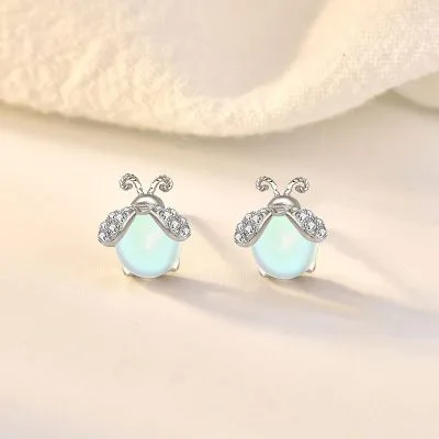 Bông Tai Bạc Nữ đom đóm đá Mặt Trăng Moonstone Dạng Nụ LILI 445157 1
