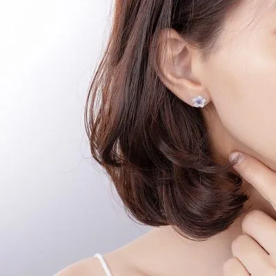 Bông Tai Bạc Nữ Hoa Anh đào Dạng Stud đính đá CZ LILI 812865 2