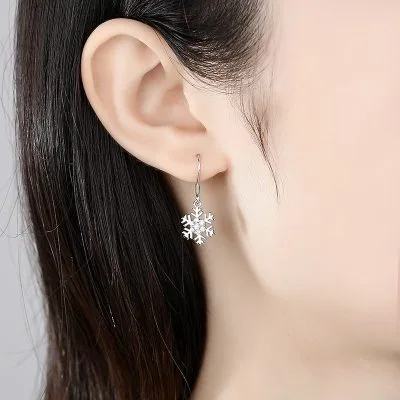 Bông tai bạc nữ mạ bạch kim đính đá CZ hình bông hoa tuyết LILI_339393_13
