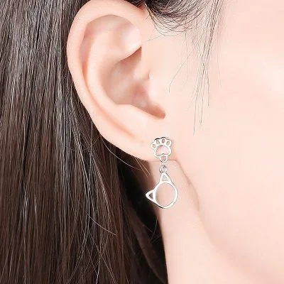 Bông Tai Bạc Nữ Mèo Chân Mèo LILI 994259 2