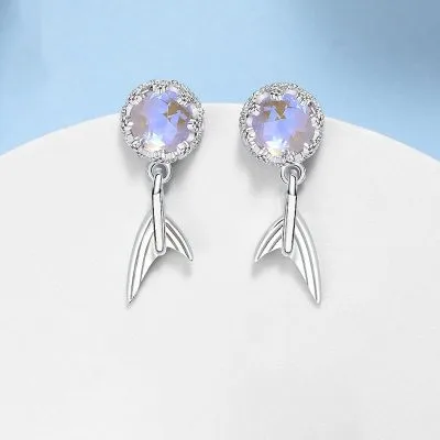 Bông Tai Bạc Nữ Nàng Tiên Cá đính đá Aurora LILI 619428 1