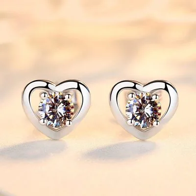 Bông Tai Bạc Nữ Trái Tim đính đá CZ LILI 416268 1
