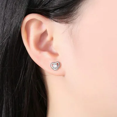 Bông Tai Bạc Nữ Trái Tim đính đá CZ LILI 416268 4