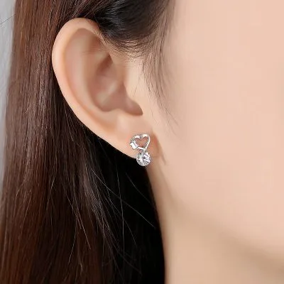 Bông Tai Bạc Nữ Trái Tim đính đá CZ LILI 567227 4