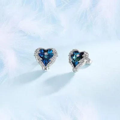 Bông Tai Bạc Nữ Trái Tim Pha Lê CZ Swarovski Dạng Nụ LILI 478591 3