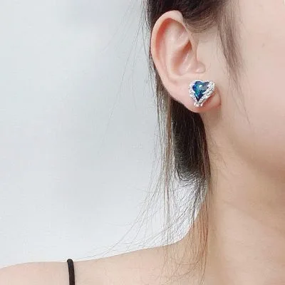 Bông Tai Bạc Nữ Trái Tim Pha Lê CZ Swarovski Dạng Nụ LILI 478591 7