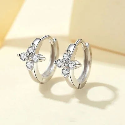 Bông Tai Bạc Nữ Tròn Cỏ 4 Lá LILI 385421 1