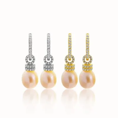 Bông Tai Bạc Nữ Tròn đính Ngọc Trai, đá CZ LILI 546327 2