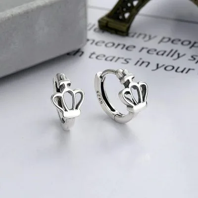 Bông Tai Bạc Nữ Tròn Vương Miện LILI 661836 2