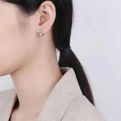 Bông Tai Bạc Nữ Tròn Vương Miện LILI 661836 5
