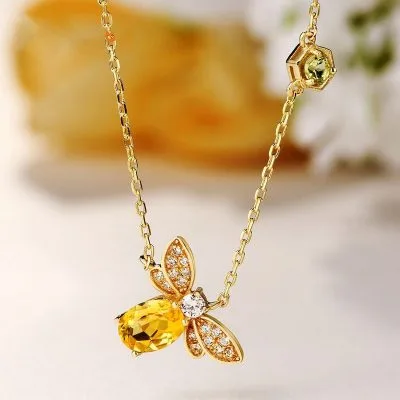 Dây chuyền bạc mạ vàng ong nhỏ Citrine LILI_547779_20