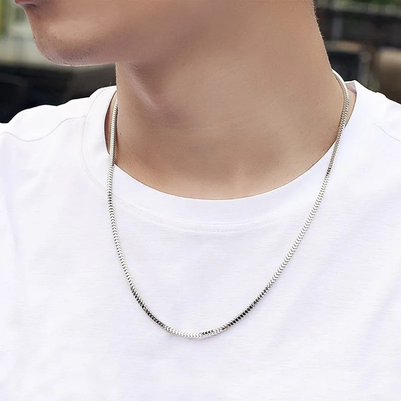 Dây Chuyền Bạc Nam Tổng Hợp Chuỗi Vuông Tròn Thời Trang Hip Hop LILI 345554 13