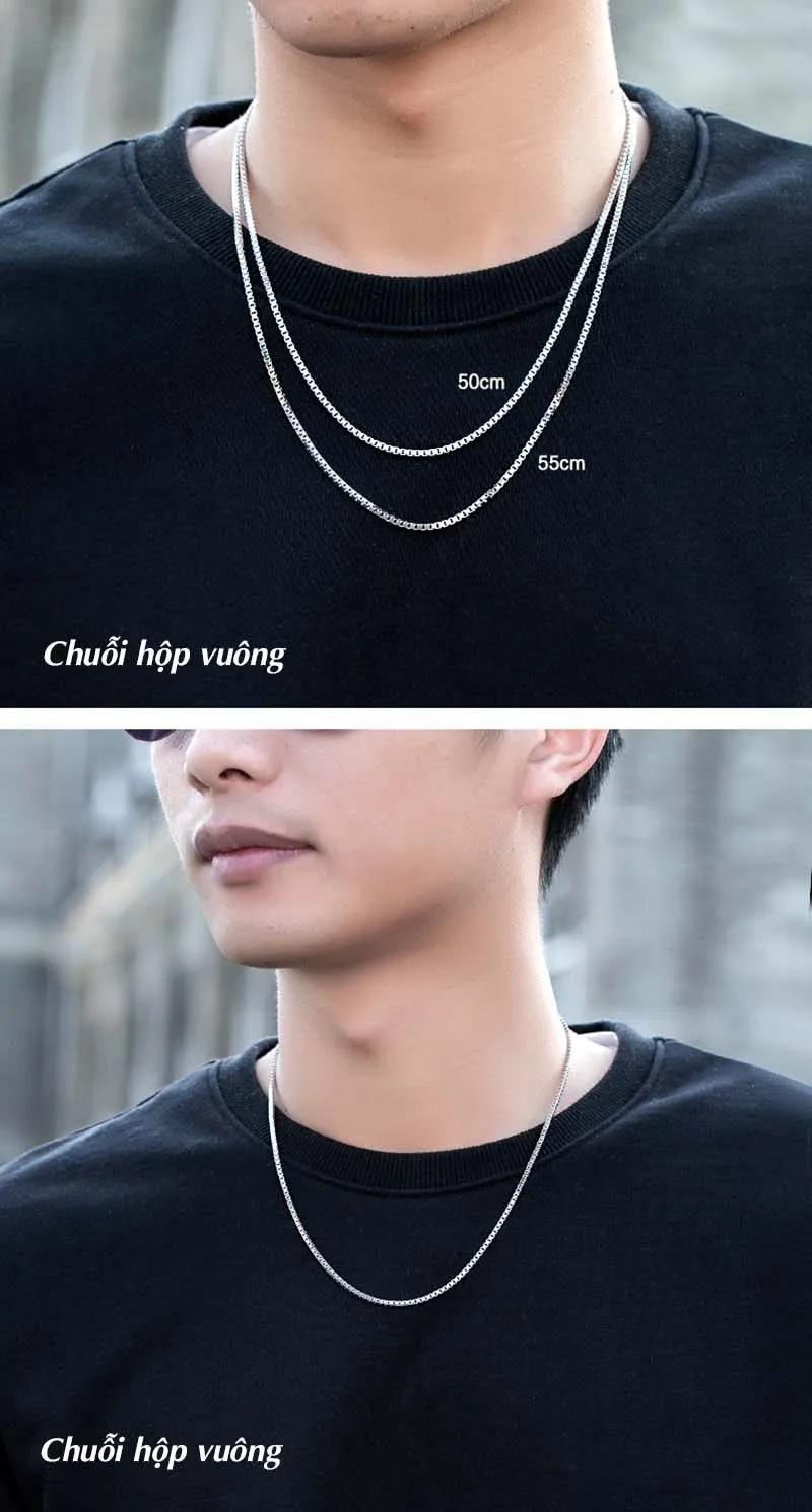 Dây Chuyền Bạc Nam Tổng Hợp Chuỗi Vuông Tròn Thời Trang Hip Hop LILI 345554 4