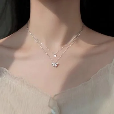 Dây Chuyền Bạc Nữ 2 Tầng đẹp Và độc Hình đôi Bướm Hot Trend LILI 361718 10