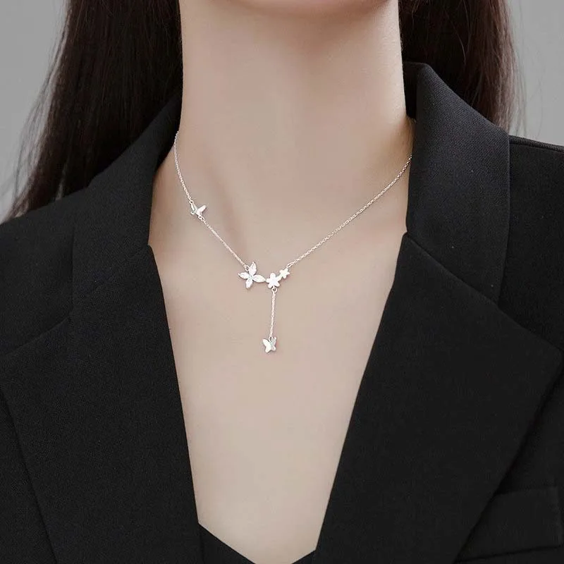 Dây Chuyền Bạc Nữ Choker đính đá CZ Con Bướm Xinh LILI 497535 1