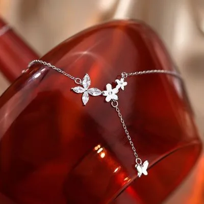 Dây Chuyền Bạc Nữ Choker đính đá CZ Con Bướm Xinh LILI 497535 2
