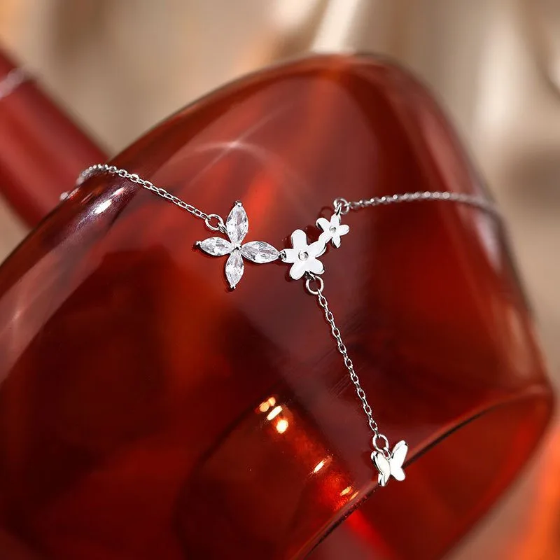 Dây Chuyền Bạc Nữ Choker đính đá CZ Con Bướm Xinh LILI 497535 2