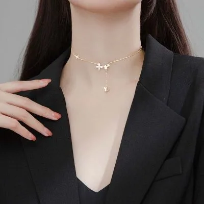 Dây Chuyền Bạc Nữ Choker đính đá CZ Con Bướm Xinh LILI 497535 3