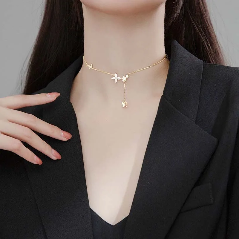 Dây Chuyền Bạc Nữ Choker đính đá CZ Con Bướm Xinh LILI 497535 3