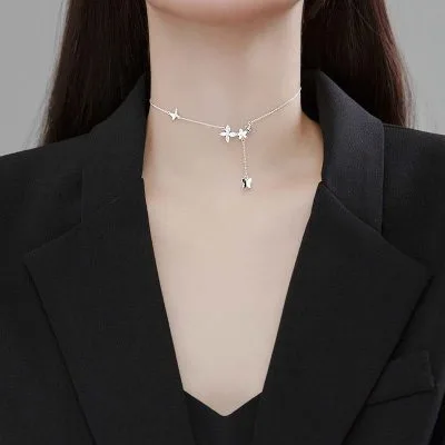 Dây Chuyền Bạc Nữ Choker đính đá CZ Con Bướm Xinh LILI 497535 4