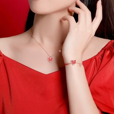 Dây Chuyền Bạc Nữ Chú Hổ Màu đỏ May Mắn Nhâm Dần 2022 CZ LILI 772345 3