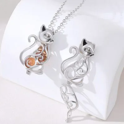 Dây Chuyền Bạc Nữ Dạng Lồng đóng Mở Hình Con Mèo LILI 975577 3