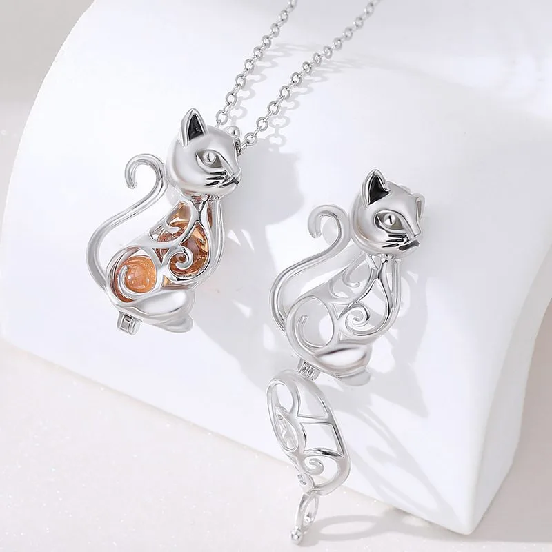 Dây Chuyền Bạc Nữ Dạng Lồng đóng Mở Hình Con Mèo LILI 975577 3
