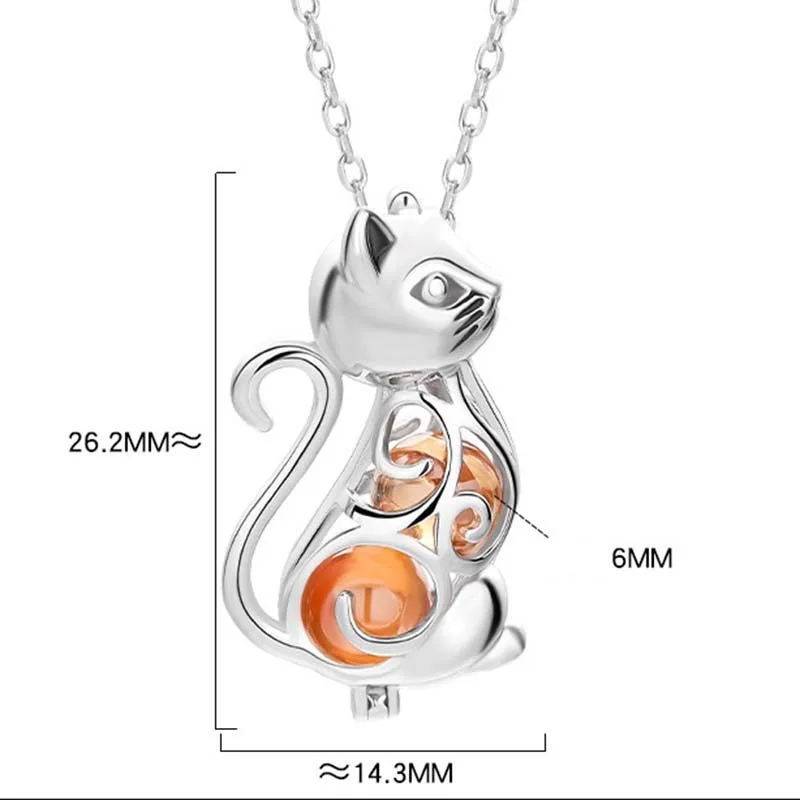 Dây Chuyền Bạc Nữ Dạng Lồng đóng Mở Hình Con Mèo LILI 975577 6