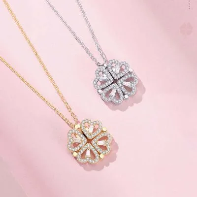 Dây Chuyền Bạc Nữ đính đá CZ Cỏ 4 Lá đóng Mở LILI 822972 1