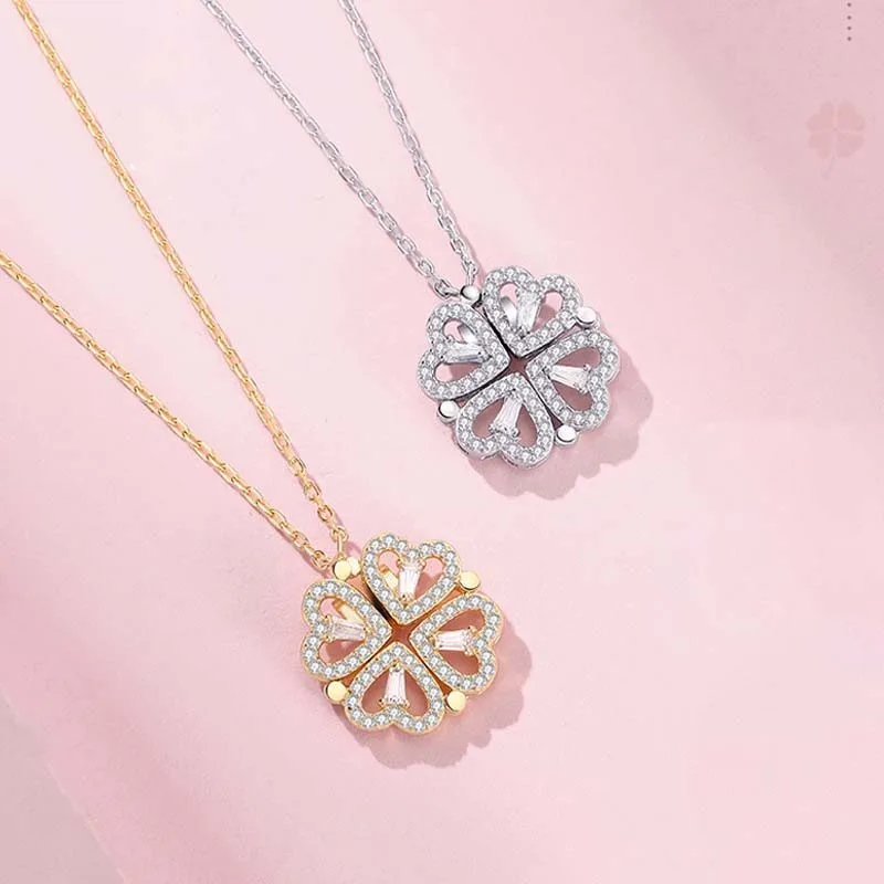 Dây Chuyền Bạc Nữ đính đá CZ Cỏ 4 Lá đóng Mở LILI 822972 1