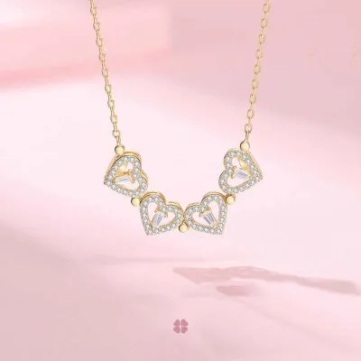 Dây Chuyền Bạc Nữ đính đá CZ Cỏ 4 Lá đóng Mở LILI 822972 2