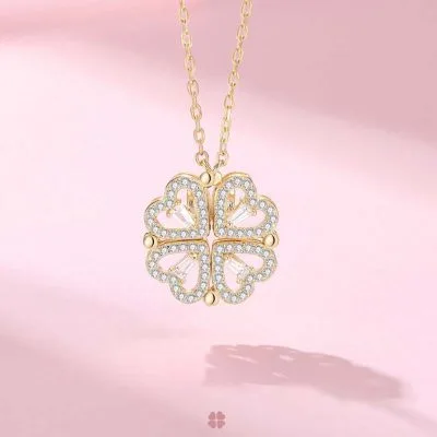 Dây Chuyền Bạc Nữ đính đá CZ Cỏ 4 Lá đóng Mở LILI 822972 4