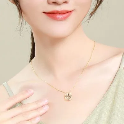 Dây Chuyền Bạc Nữ đính đá CZ Cỏ 4 Lá đóng Mở LILI 822972 6