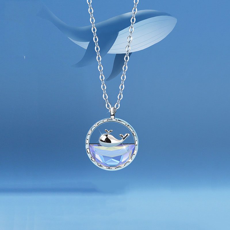 Dây chuyền bạc nữ đính pha lê Aurora cá voi Cute LILI_295477_2