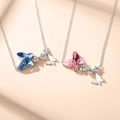 Dây Chuyền Bạc Nữ đính Pha Lê Swarovski Bướm Xinh LILI 972491 1