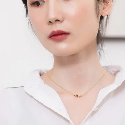 Dây Chuyền Bạc Nữ Hoa Hồng đính đá Garnet LILI 854443 7