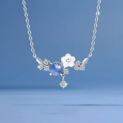 Dây Chuyền Bạc Nữ Hoa Lá đính Pha Lê Aurora, đá CZ LILI 955426 1