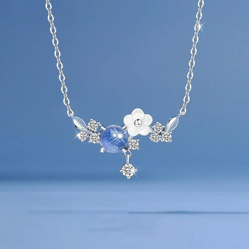 Dây Chuyền Bạc Nữ Hoa Lá đính Pha Lê Aurora, đá CZ LILI 955426 1