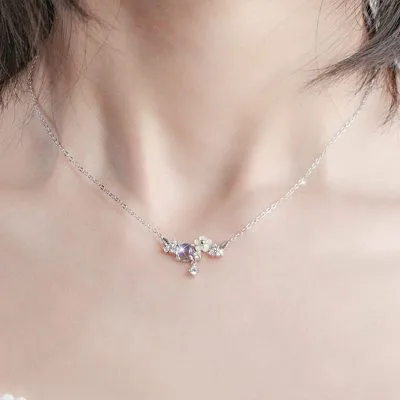 Dây Chuyền Bạc Nữ Hoa Lá đính Pha Lê Aurora, đá CZ LILI 955426 7