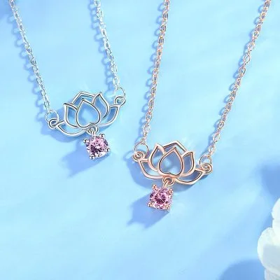 Dây Chuyền Bạc Nữ Hoa Sen đính đá CZ LILI 127959 4