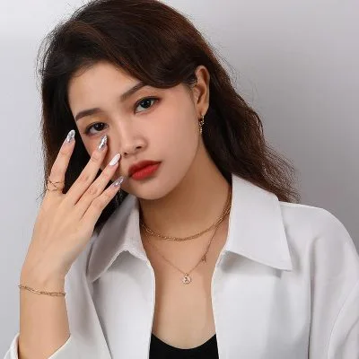 Dây chuyền bạc nữ mạ vàng đính đá CZ chữ cái LILI_928314_52