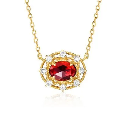 Dây Chuyền Bạc Nữ Mặt Tròn đính đá Garnet LILI 759179 4