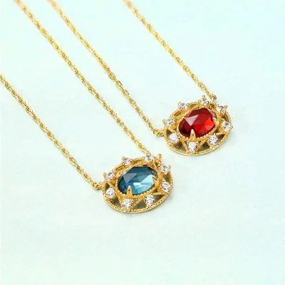 Dây chuyền bạc nữ mặt tròn đính đá Topaz, Garnet, CZ The Queen LILI_759179_10
