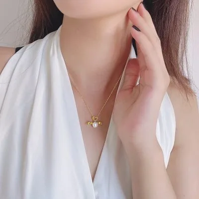 Dây Chuyền Bạc Nữ Ngọc Trai đôi Cánh Thiên Thần LILI 266663 2